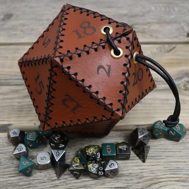 Leather D20 Dice Bag Polygonal - Gaming Accessories Gift Ideas ulasan dan harga