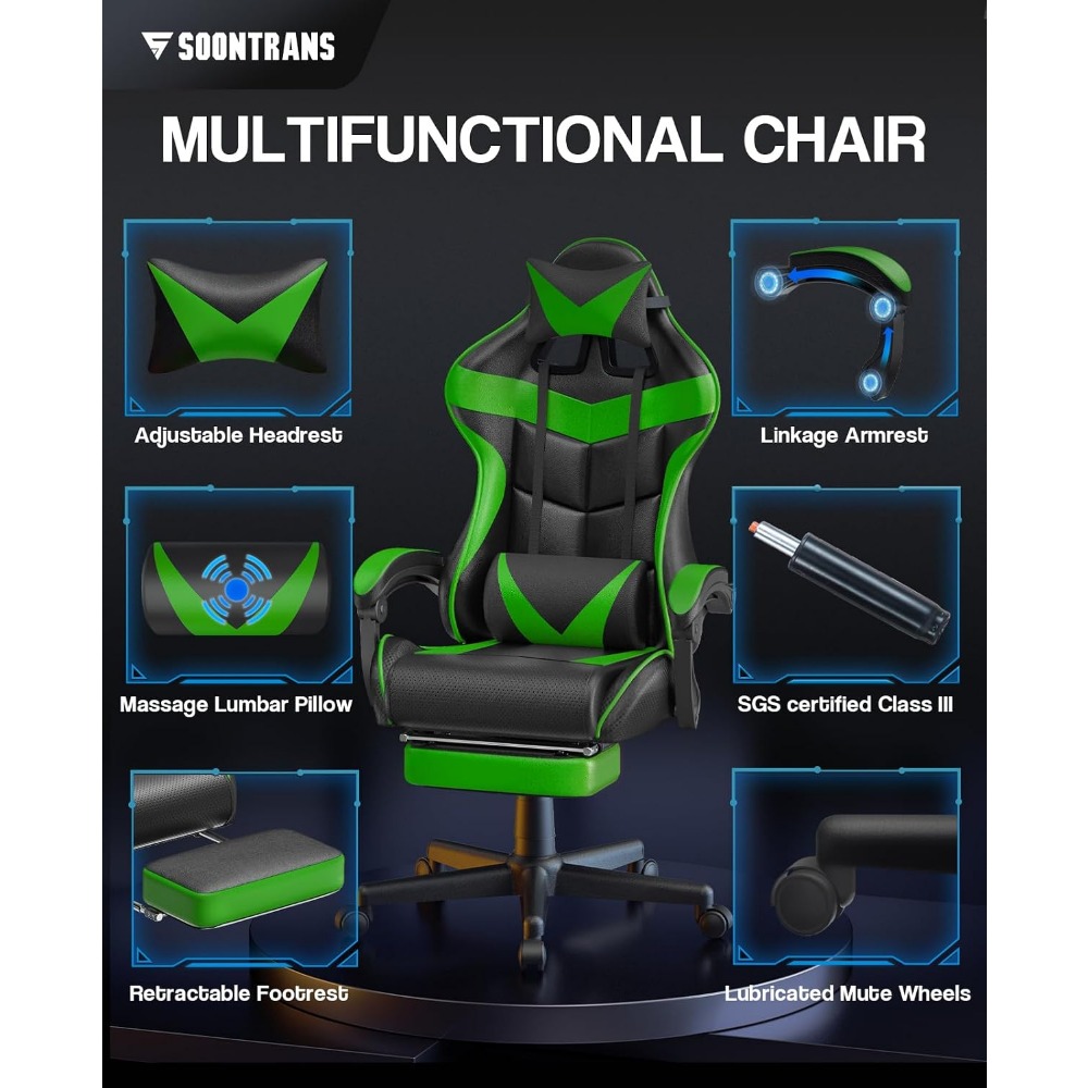 Ergonomic Gaming Chair with Fo - Gaming Accessories Stand ulasan dan harga